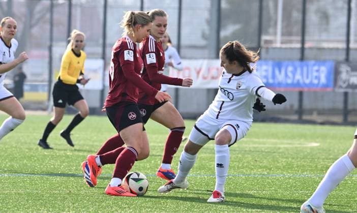 09 02 2025 Soccer Season 2024 2025 2 Women Soccer Bundesliga 14 Matchday 1 FC Nürnberg FCN Club Clubfrauen FC Ingolstadt 04 FCI Sportfoto Zink xwoxzix Meret Günster Guenster 66, 1 FC Nürnberg FCN Nastassja Lein 24, 1 FC Nürnberg FCN Anna Lena Fritz 19, FC Ingolstadt 04 FCI