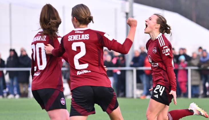 09 02 2025 Soccer Season 2024 2025 2 Women Soccer Bundesliga 14 Matchday 1 FC Nürnberg FCN Club Clubfrauen FC Ingolstadt 04 FCI Sportfoto Zink xwoxzix Goal celebration Joy after goal Goal shot to 3 2 duch Nastassja Lein 24, 1 FC Nürnberg FCN