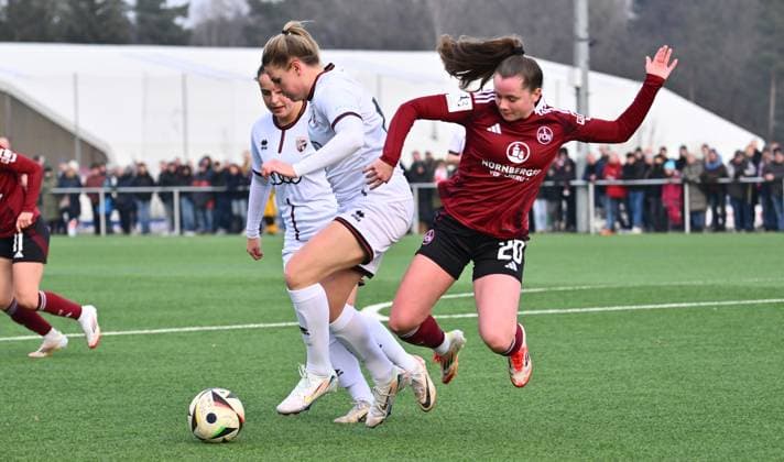09 02 2025 Soccer Season 2024 2025 2 Women Soccer Bundesliga 14 Matchday 1 FC Nürnberg FCN Club Clubfrauen FC Ingolstadt 04 FCI Sportfoto Zink xwoxzix Katharina Reikersdorfer 20, FC Ingolstadt 04 FCI Jacqueline Baumgärtel 20, 1 FC Nürnberg FCN