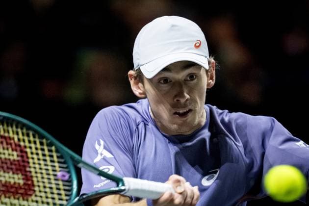 ROTTERDAM - Alex de Minaur (AUS) in action against Carlos Alcaraz (ESP) during the final on the seventh day of the ABN AMRO Open tennis tournament in Ahoy. ANP SANDER KING ABN AMRO Open - Day Seven 2025 xVIxANPxSportx xxANPxIVx 519527635 originalFilename: 519527635.jpg