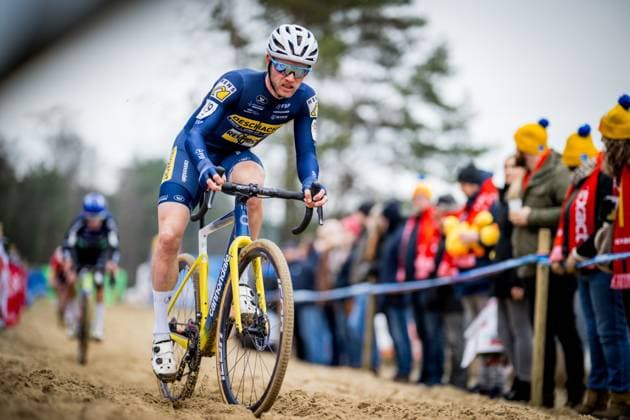 Dutch Corne Van Kessel pictured in action during the men s elite race of the Krawatencross cyclocross in Lille, stage 7 (out of 8) in the X2O Trofee Veldrijden competition, Sunday 09 February 2025. JASPERxJACOBS  x112088037x