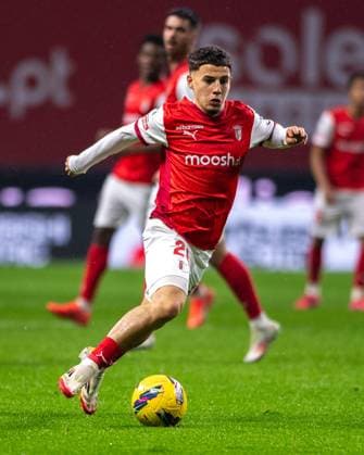 February 9, 2025, Braga, Guimaraes, Portugal: ISMAEL GHARBI from SC Braga seen on action during the Liga Portugal Betclic 2024 25 match between SC Braga and Gil Vicente FC at EstoÂ¡dio Municipal de Braga 9, February 2025 in Braga, Portugal. Final Score SC Braga 2 - 0 Gil Vicente FC Braga Portugal - ZUMAl192 20250209_zsp_l192_017 Copyright: xMiguelxLemosx