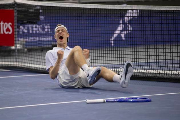 February 9, 2025, Frisco, Texas, USA: DENIS SHAPOVALOV (CAN) reacts after winning the singles final match against CASPER RUUD (NOR) during day eight of the 2025 ATP, Tennis Herren 500 Dallas Open at the Star in Frisco, TX. DENIS SHAPOVALOV (CAN) defeated CASPER RUUD (NOR), 7:6, 6:3. Frisco USA - ZUMAh193 20250209_zsp_h193_003 Copyright: xDanielxMcGregor-Huyerx