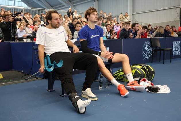 TENNIS : Play In Challenger Lille 2025 - ATP, Tennis Herren 125 Challenger Tour - 09 02 2025 Lucas POUILLE (France) et Arthur BOUQUIER (France) lors de la finale au Play In Challenger Lille 2025, ATP 125 Challenger Tour, le 9 fÃ vrier 2025  Copyright: xLaurentxSANSONx xPsnewZx