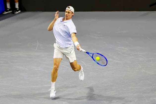 February 9, 2025, Frisco, Texas, USA: during the finals of the ATP, Tennis Herren Dallas Open at Ford Center at The Star. SHAPOVALOV wins 7:6, 6:3. Frisco USA - ZUMAf180 20250209_zsp_f180_003 Copyright: xMarkxFannx