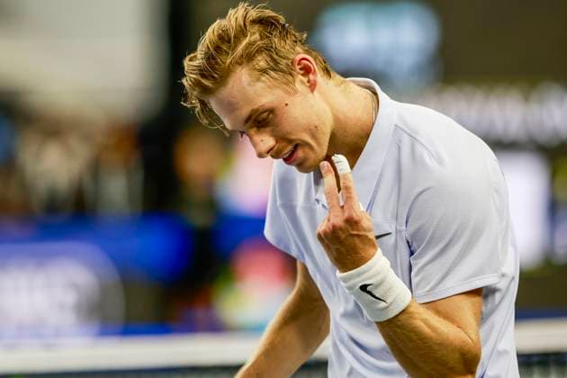 February 9, 2025, Frisco, Texas, USA: DENIS SHAPOVALOV (CAN) celebrates his win during the finals of the ATP, Tennis Herren Dallas Open at Ford Center at The Star. SHAPOVALOV wins 7:6, 6:3. Frisco USA - ZUMAf180 20250209_zsp_f180_011 Copyright: xMarkxFannx