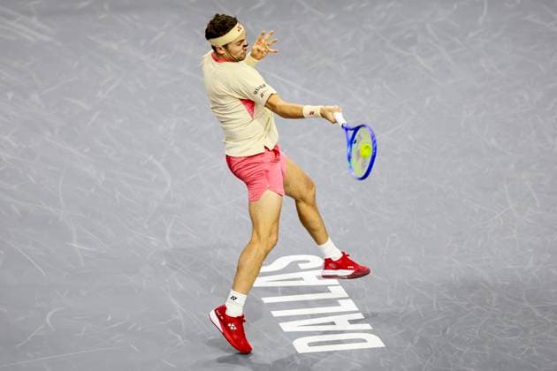 February 9, 2025, Frisco, Texas, USA: CASPER RUUD (NOR) in action during the finals of the ATP, Tennis Herren Dallas Open at Ford Center at The Star. SHAPOVALOV wins 7:6, 6:3. Frisco USA - ZUMAf180 20250209_zsp_f180_016 Copyright: xMarkxFannx
