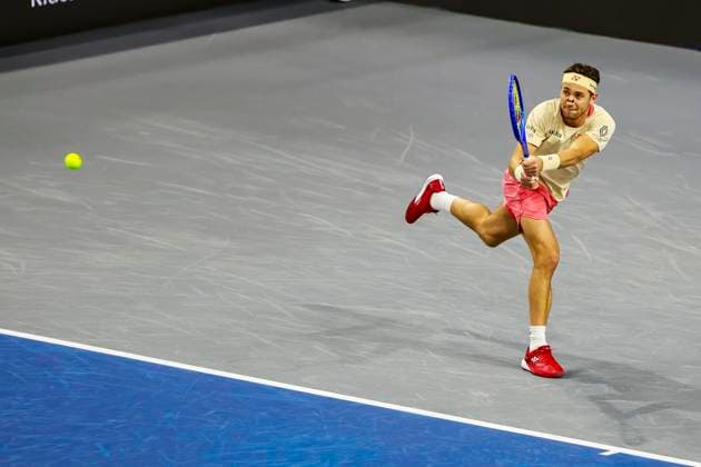 February 9, 2025, Frisco, Texas, USA: CASPER RUUD (NOR) in action during the finals of the ATP, Tennis Herren Dallas Open at Ford Center at The Star. SHAPOVALOV wins 7:6, 6:3. Frisco USA - ZUMAf180 20250209_zsp_f180_018 Copyright: xMarkxFannx