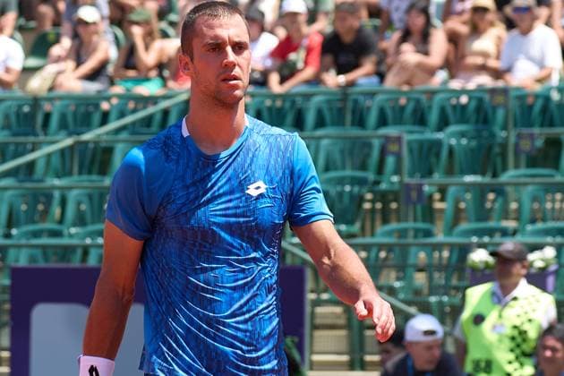 Laslo Djere of Serbia cross the court during the second qualifier match against Federico Coria of Argentina at IEB+ Argentina Open 2025 at Buenos Aires Lawn Tennis Club February 9, 2025 in Buenos Aires, Argentina. (Photo by Camilla Stolen, Imago) Buenos Aires Argentina Copyright: xCamillaxStolenx L1000622