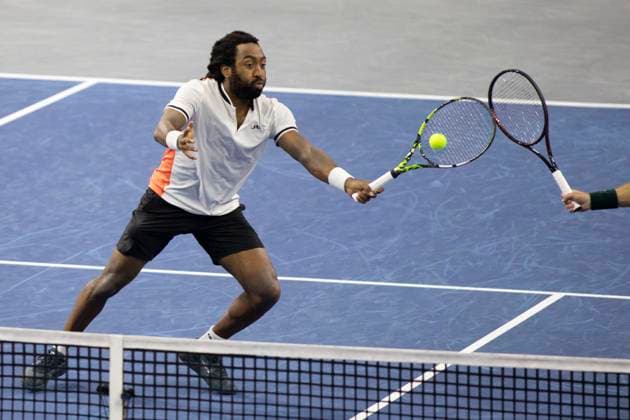 February 9, 2025, Frisco, Texas, USA: EVAN KING (USA) returns with a forehand in a doubles final match against ARIEL BEHAR (URY) ROBERT GALLOWAY (USA) during day eight of the 2025 ATP, Tennis Herren 500 Dallas Open at the Star in Frisco, TX. EVAN KING (USA) CHRISTIAN HARRISON (USA) defeated ARIEL BEHAR (URY) ROBERT GALLOWAY (USA), 7:6, 7:6. Frisco USA - ZUMAh193 20250209_zsp_h193_035 Copyright: xDanielxMcGregor-Huyerx