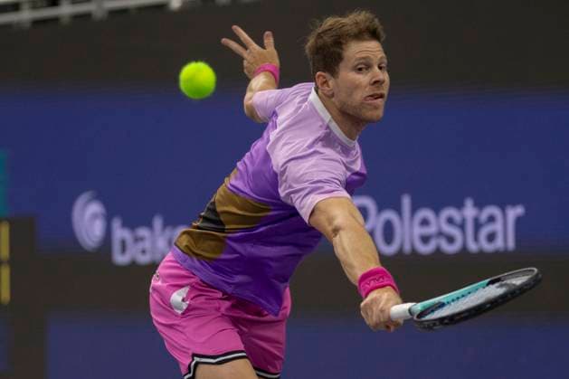 February 9, 2025, Frisco, Texas, USA: ARIEL BEHAR (URY) returns with a backhand in a doubles final match against EVAN KING (USA) CHRISTIAN HARRISON (USA) during day eight of the 2025 ATP, Tennis Herren 500 Dallas Open at the Star in Frisco, TX. EVAN KING (USA) CHRISTIAN HARRISON (USA) defeated ARIEL BEHAR (URY) ROBERT GALLOWAY (USA), 7:6, 7:6. Frisco USA - ZUMAh193 20250209_zsp_h193_047 Copyright: xDanielxMcGregor-Huyerx