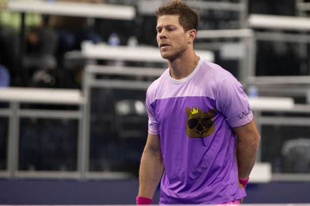 February 9, 2025, Frisco, Texas, USA: ARIEL BEHAR (URY) reacts in a doubles final match against EVAN KING (USA) CHRISTIAN HARRISON (USA) during day eight of the 2025 ATP, Tennis Herren 500 Dallas Open at the Star in Frisco, TX. EVAN KING (USA) CHRISTIAN HARRISON (USA) defeated ARIEL BEHAR (URY) ROBERT GALLOWAY (USA), 7:6, 7:6. Frisco USA - ZUMAh193 20250209_zsp_h193_049 Copyright: xDanielxMcGregor-Huyerx