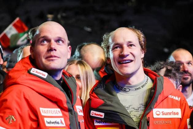 INVERNALI - Sci Alpino - FIS Alpine World Ski Championships - Men s Downhill FIS Alpine World Ski Championships Saalbach 2025 Men s Downhill - Medal Ceremony ROGENTIN Stefan (SUI) - ODERMATT Marco (SUI) Sunday 09 02 25 Saalbach Austria  Copyright: xIPAxSport ABACAx