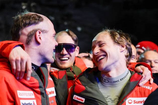 INVERNALI - Sci Alpino - FIS Alpine World Ski Championships - Men s Downhill FIS Alpine World Ski Championships Saalbach 2025 Men s Downhill - Medal Ceremony ROGENTIN Stefan (SUI) - ODERMATT Marco (SUI) Sunday 09 02 25 Saalbach Austria  Copyright: xIPAxSport ABACAx