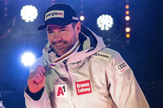 INVERNALI - Sci Alpino - FIS Alpine World Ski Championships - Men s Downhill FIS Alpine World Ski Championships Saalbach 2025 Men s Downhill - Medal Ceremony Silver Medal:KRIECHMAYR Vincent (AUT) Sunday 09 02 25 Saalbach Austria  Copyright: xIPAxSport ABACAx