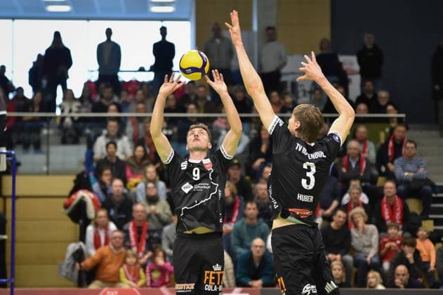 Sam Elgert TV Rottenburg, 09 , Jan Huber TV Rottenburg, 03 TV Rottenburg vs Volley YoungStars Friedrichshafen, Volleyball, 2 Bundesliga Sued, Matchday 18, Season 2024 2025, 09 02 2025, TV Rottenburg vs Volley YoungStars Friedrichshafen, Volleyball, 2 Bundesliga Sued, Matchday 18, Season 2024 2025, 09 02 2025 Rottenburg Copyright: xEibner-Pressefoto RalphxKunzex EP_RKE