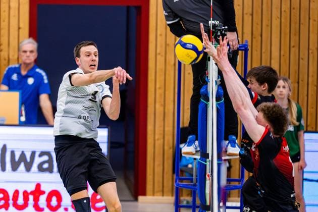 09 02 2025, GER, Volleyball, 2 BL Maenner Sued, Season 2024 2025, Blue Volleys Gotha Barock Volleys MTV Ludwigsburg Christoph Assmann Blue Volleys Gotha 99867 Gotha Sporthalle Sportanlage Ernesti Thüringen Germany