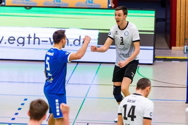09 02 2025, GER, Volleyball, 2 BL Maenner Sued, Season 2024 2025, Blue Volleys Gotha Barock Volleys MTV Ludwigsburg Christoph Assmann Blue Volleys Gotha 99867 Gotha Sporthalle Sportanlage Ernesti Thüringen Germany