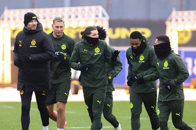 10 02 2025, Final training session for the UEFA Champions League match between Borussia Dortmund and Sporting Lisbon, from left Copyright: DennisxEwert RHR-FOTOx RHR-FOTO DE