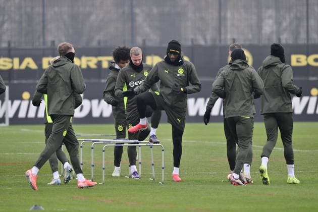 Serhou Guirassy Borussia Dortmund , Julian Ryerson Borussia Dortmund , Karim Adeyemi Borussia Dortmund mitte v re 10 02 2025, Football 1 Bundesliga, Season 2024 2025, Training Borussia Dortmund Dortmund North Rhine-Westphalia Germany Team2