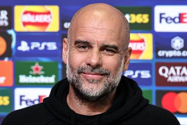 UEFA Champions League press conference, PK, Pressekonferenz Manchester City v Real Madrid Pep Guardiola manager of Manchester City speak to the press during the UEFA Champions League Press Conference Manchester City v Real Madrid at Etihad Stadium, Manchester, United Kingdom, 10th February 2025 (Photo by Mark Cosgrove News Images) Manchester Etihad Stadium Manchester United, ManU Kingdom Copyright: xMarkxCosgrove NewsxImagesx