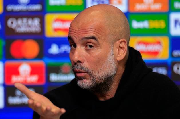 Manchester City 10 02 2025. press conference, PK, Pressekonferenz Pep Guardiola the Manchester City manager during the press conference ahead of Manchester City vs Real Madrid in the Champions League, at the Etihad Stadium, Manchester, England on 10 February 2025. Manchester Etihad Stadium Manchester England Editorial use only , Copyright: xConorxMolloyx PSI-21433-0041