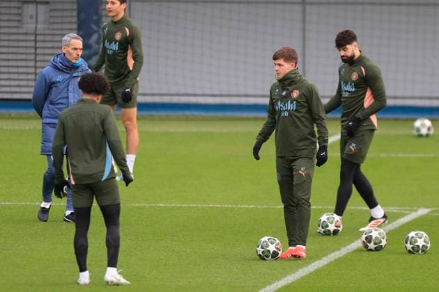 Manchester City 10 02 2025. Training session James McAtee (87) of Manchester City during the training session ahead of Manchester City vs Real Madrid in the Champions League, at the Etihad Stadium, Manchester, England on 10 February 2025. Manchester Etihad Stadium Manchester England Editorial use only , Copyright: xConorxMolloyx PSI-21433-0054