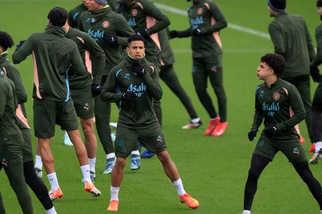 Manchester City 10 02 2025. Training session Savinho (26) of Manchester City during the training session ahead of Manchester City vs Real Madrid in the Champions League, at the Etihad Stadium, Manchester, England on 10 February 2025. Manchester Etihad Stadium Manchester England Editorial use only , Copyright: xConorxMolloyx PSI-21433-0062