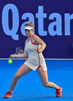 WTA, Tennis Damen QATAR OPEN TENNIS TOURNAMENT ROUND OF 64 Linda Noskova of Czech Republic competes in her round of 64 match against Donna Vekic of Croatia during the WTA Qatar TotalEnergies Open 2025 tennis tournament at the Khalifa International Tennis Complex in Doha, Qatar, on February 10, 2025. Copyright: xNOUSHADx