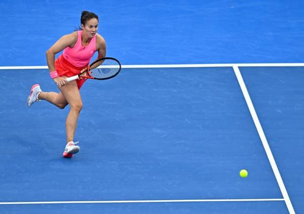 WTA, Tennis Damen QATAR OPEN TENNIS TOURNAMENT ROUND OF 64 Daria Kasatkina competes in her round of 64 match against Polina Kudermetova ahead of the WTA Qatar TotalEnergies Open 2025 tennis tournament at the Khalifa International Tennis Complex in Doha, Qatar, on February 10, 2025. Copyright: xNOUSHADx