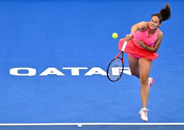 WTA, Tennis Damen QATAR OPEN TENNIS TOURNAMENT ROUND OF 64 Daria Kasatkina competes in her round of 64 match against Polina Kudermetova ahead of the WTA Qatar TotalEnergies Open 2025 tennis tournament at the Khalifa International Tennis Complex in Doha, Qatar, on February 10, 2025. Copyright: xNOUSHADx