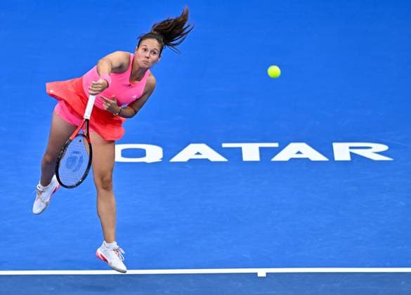 WTA, Tennis Damen QATAR OPEN TENNIS TOURNAMENT ROUND OF 64 Daria Kasatkina competes in her round of 64 match against Polina Kudermetova ahead of the WTA Qatar TotalEnergies Open 2025 tennis tournament at the Khalifa International Tennis Complex in Doha, Qatar, on February 10, 2025. Copyright: xNOUSHADx