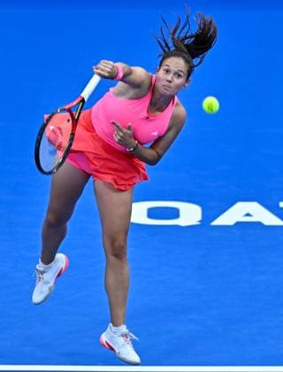 WTA, Tennis Damen QATAR OPEN TENNIS TOURNAMENT ROUND OF 64 Daria Kasatkina competes in her round of 64 match against Polina Kudermetova ahead of the WTA Qatar TotalEnergies Open 2025 tennis tournament at the Khalifa International Tennis Complex in Doha, Qatar, on February 10, 2025. Copyright: xNOUSHADx