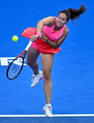WTA, Tennis Damen QATAR OPEN TENNIS TOURNAMENT ROUND OF 64 Daria Kasatkina competes in her round of 64 match against Polina Kudermetova ahead of the WTA Qatar TotalEnergies Open 2025 tennis tournament at the Khalifa International Tennis Complex in Doha, Qatar, on February 10, 2025. Copyright: xNOUSHADx
