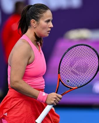 WTA, Tennis Damen QATAR OPEN TENNIS TOURNAMENT ROUND OF 64 Daria Kasatkina competes in her round of 64 match against Polina Kudermetova ahead of the WTA Qatar TotalEnergies Open 2025 tennis tournament at the Khalifa International Tennis Complex in Doha, Qatar, on February 10, 2025. Copyright: xNOUSHADx
