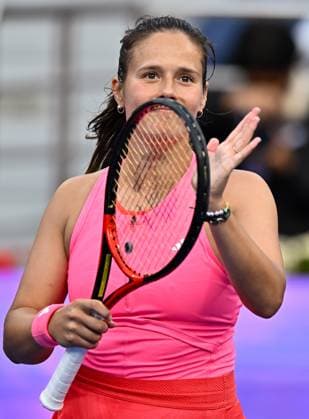 WTA, Tennis Damen QATAR OPEN TENNIS TOURNAMENT ROUND OF 64 Daria Kasatkina celebrates after winning in her round of 64 match against Polina Kudermetova ahead of the WTA Qatar TotalEnergies Open 2025 tennis tournament at the Khalifa International Tennis Complex in Doha, Qatar, on February 10, 2025. Copyright: xNOUSHADx