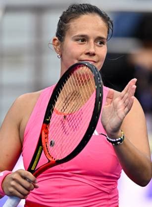 WTA, Tennis Damen QATAR OPEN TENNIS TOURNAMENT ROUND OF 64 Daria Kasatkina celebrates after winning in her round of 64 match against Polina Kudermetova ahead of the WTA Qatar TotalEnergies Open 2025 tennis tournament at the Khalifa International Tennis Complex in Doha, Qatar, on February 10, 2025. Copyright: xNOUSHADx