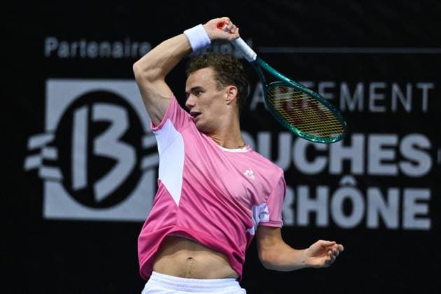 Open 13 Provence - Marseille Luca Van Assche (FRA) during his last qualifying round match at the Open 13 Provence in Marseille, France, on February 10, 2025. Photo by Corinne Dubreuil ABACAPRESS.COM Marseille France  Copyright: xDubreuilxCorinne ABACAx