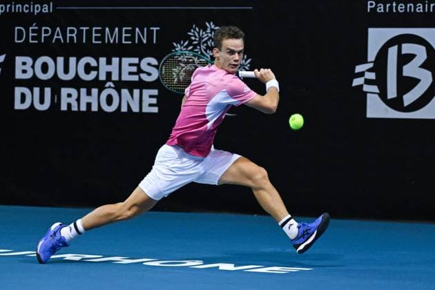 Open 13 Provence - Marseille Luca Van Assche (FRA) during his last qualifying round match at the Open 13 Provence in Marseille, France, on February 10, 2025. Photo by Corinne Dubreuil ABACAPRESS.COM Marseille France  Copyright: xDubreuilxCorinne ABACAx