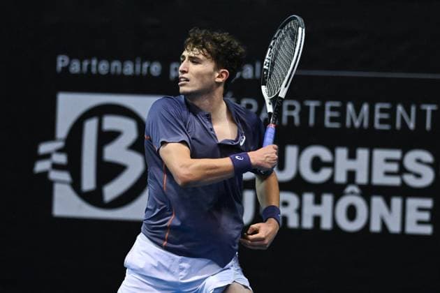 Open 13 Provence - Marseille Clement Chidekh (FRA) during his last qualifying round match at the Open 13 Provence in Marseille, France, on February 10, 2025. Photo by Corinne Dubreuil ABACAPRESS.COM Marseille France  Copyright: xDubreuilxCorinne ABACAx