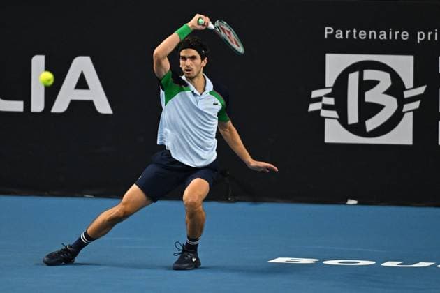 Open 13 Provence - Marseille Pierre-Hugues HERBERT (FRA) during his last qualifying round match at the Open 13 Provence in Marseille, France, on February 10, 2025. Photo by Corinne Dubreuil ABACAPRESS.COM Marseille France  Copyright: xDubreuilxCorinne ABACAx