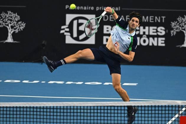 Open 13 Provence - Marseille Pierre-Hugues HERBERT (FRA) during his last qualifying round match at the Open 13 Provence in Marseille, France, on February 10, 2025. Photo by Corinne Dubreuil ABACAPRESS.COM Marseille France  Copyright: xDubreuilxCorinne ABACAx