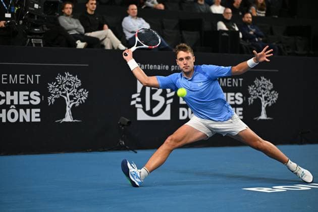 Open 13 Provence - Marseille Hadad Medjedovic (see) during his first round match at the Open 13 Provence in Marseille, France, on February 10, 2025. Photo by Corinne Dubreuil ABACAPRESS.COM Marseille France  Copyright: xDubreuilxCorinne ABACAx