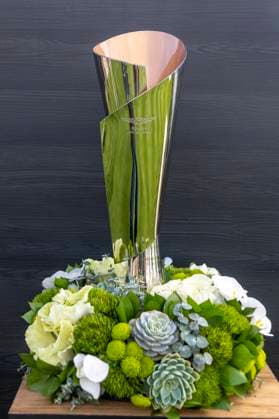 LA JOLLA, CA, CA - FEBRUARY 10: The tournament trophy on display on the first day of practice before start of the Genesis Invitational tournament, Monday, February 10, 2025, at Torrey Pines Golf Course in La Jolla, California. (Photo by Tony Ding Icon Sportswire) GOLF: FEB 10 PGA, Golf Herren The Genesis Invitational EDITORIAL USE ONLY Icon46520250210006