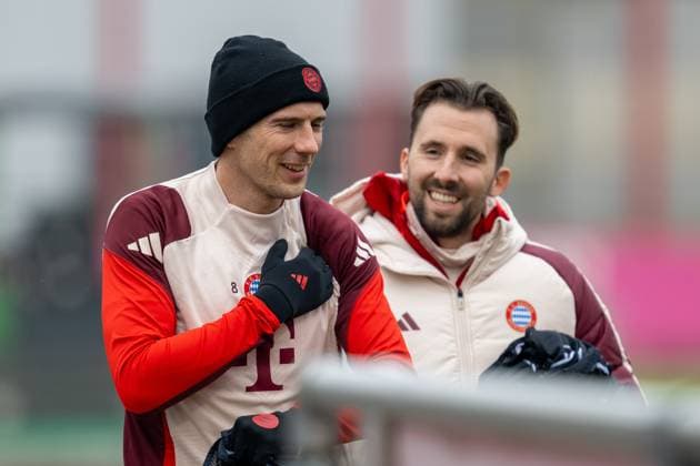 Leon Goretzka 8 FC Bayern Muenchen , final training before the UEFA Champions League match against Celtic Glasgow, season 2024 2025 at Saebener Strasse 11 02 2025 DFB regulations prohibit any use of photographs as image sequences and or quasi video Muenchen Bayern Germany Copyright: xkolbert-press UlrichxGamelx