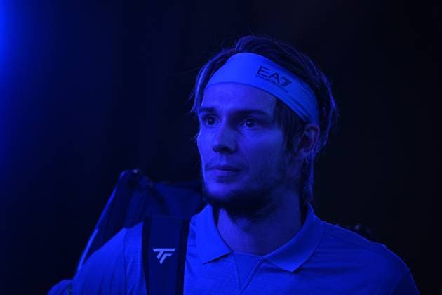 Open 13 Provence - Richard Gasquet v Alexander Biblik Alexander Biblik (KAZ) during his first round match at the Open 13 Provence in Marseille, on February, 11, 2025. Photo by Corinne Dubreuil ABACAPRESS.COM Marseille France  Copyright: xDubreuilxCorinne ABACAx