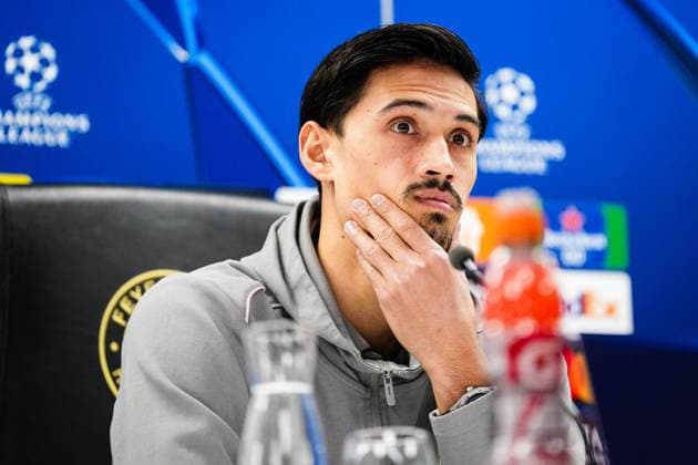 Champions League 2024-2025: press conference, PK, Pressekonferenz of AC Milan Rotterdam - Tijjani Reijnders of AC Milan during the press conference of AC Milan in preparation of the Champions League duel against Feyenoord at Stadion Feijenoord De Kuip on 11 February 2025 in Rotterdam, The Netherlands. Copyright: xYannickxVerhoevenx