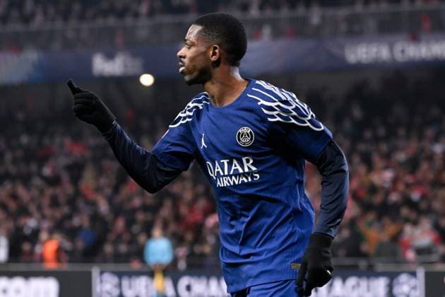 FOOTBALL : Brest vs PSG - Ligue des Champions - 11 02 2025 Ousmane DEMBELE ( 10 - PSG ) celebrates after scoring during the UEFA Champions League match between Stade Brestois 29 and Paris Saint Germain at Stade de Roudourou on February 11, 2025 in Guingamp, France. ( Photo by Dante Badano PsnewZ ) - GuingampFrance  Copyright: xDantexBadanox