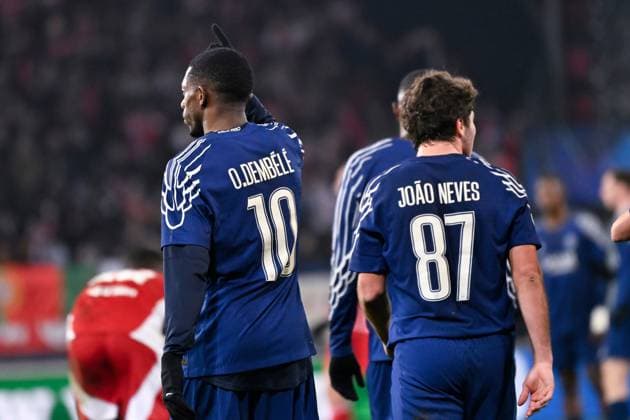 FOOTBALL : Brest vs PSG - Ligue des Champions - 11 02 2025 Ousmane DEMBELE ( 10 - PSG ) celebrates after scoring during the UEFA Champions League match between Stade Brestois 29 and Paris Saint Germain at Stade de Roudourou on February 11, 2025 in Guingamp, France. ( Photo by Dante Badano PsnewZ ) - GuingampFrance  Copyright: xDantexBadanox