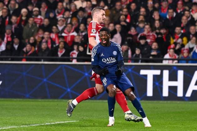 FOOTBALL : Brest vs PSG - Ligue des Champions - 11 02 2025 Ousmane DEMBELE ( 10 - PSG ) looks dejected during the UEFA Champions League match between Stade Brestois 29 and Paris Saint Germain at Stade de Roudourou on February 11, 2025 in Guingamp, France. ( Photo by Dante Badano PsnewZ ) - GuingampFrance  Copyright: xDantexBadanox